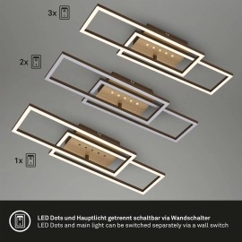 LED griestu lampa FRAME DOT 56 cm, 30 W, 2850 lm, IP20, brūni zeltīta (Briloner)