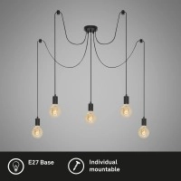 Griestu lampa Ø 100 cm, 5×E27, melna (Briloner)