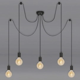 Griestu lampa Ø 100 cm, 5×E27, melna (Briloner)