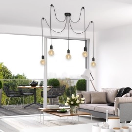 Griestu lampa Ø 100 cm, 5×E27, melna (Briloner)