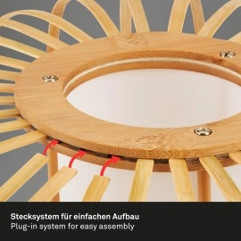 Stāvlampa 153 cm, 1×E27 max 10W, bambuss koka tonis (Briloner)