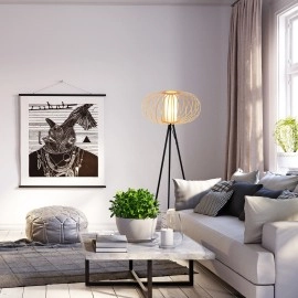 Stāvlampa 153 cm, 1×E27 max 10W, bambuss koka tonis (Briloner)