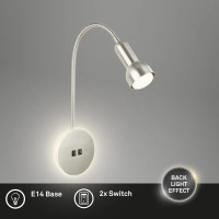 Backlight sienas lampa 39 cm, E14, max 10 W, niķelis matēts (IP20)