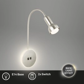 Backlight sienas lampa 39 cm, E14, max 10 W, niķelis matēts (IP20)