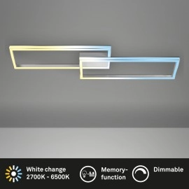 CCT griestu LED lampa 119,5 cm, 45W, max 5000 lm, alumīnijs/chroms (Briloner)