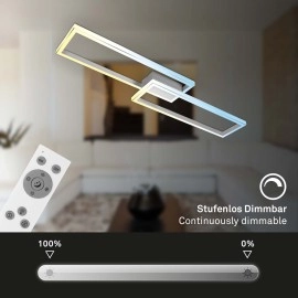 CCT griestu LED lampa 119,5 cm, 45W, max 5000 lm, alumīnijs/chroms (Briloner)