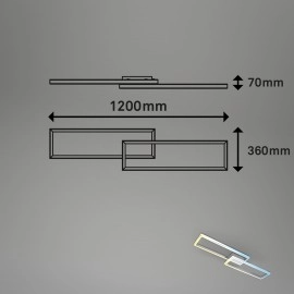 CCT griestu LED lampa 119,5 cm, 45W, max 5000 lm, alumīnijs/chroms (Briloner)