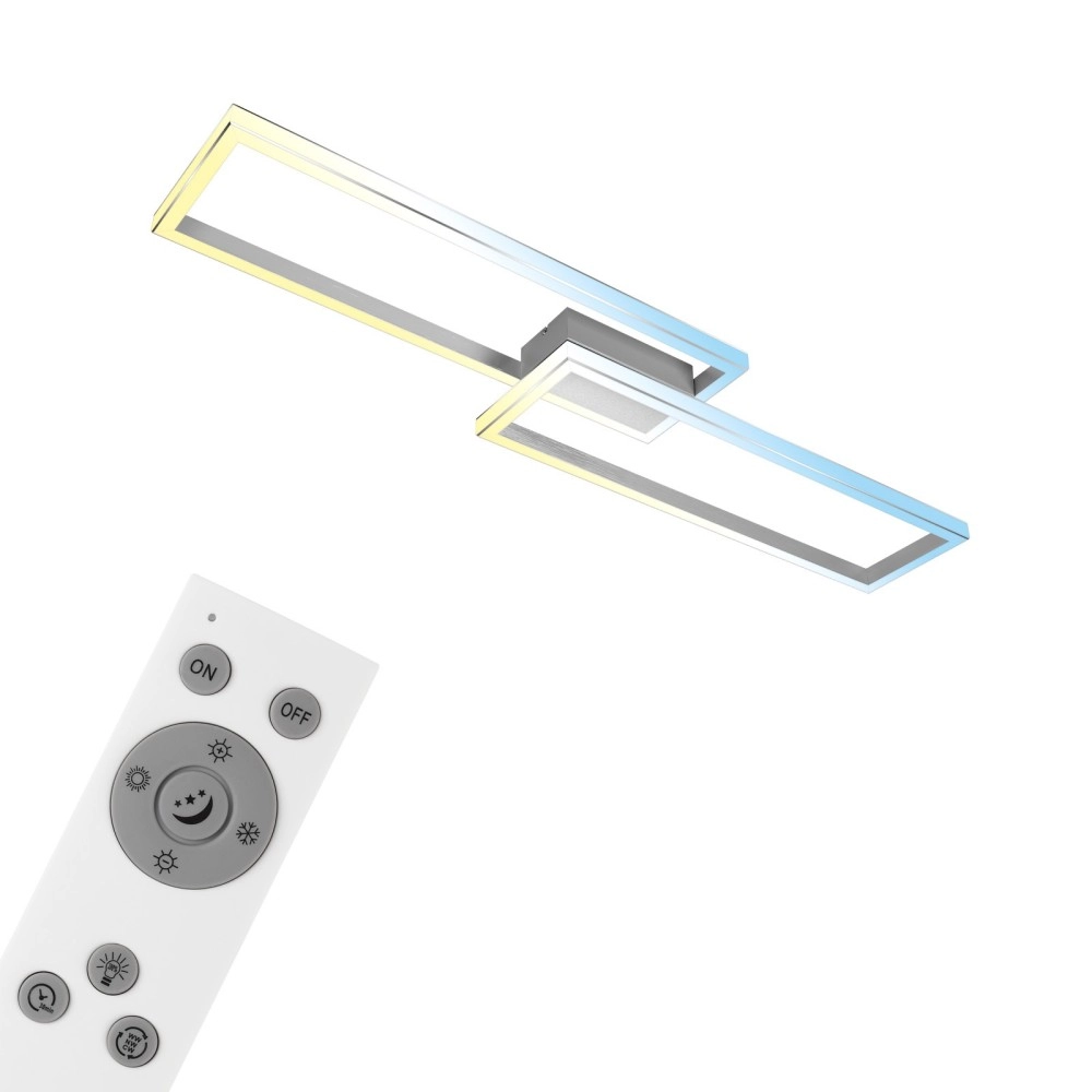 CCT griestu LED lampa 119,5 cm, 45W, max 5000 lm, alumīnijs/chroms (Briloner)