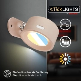 LED akumulatora sienas lampa TARI 1,6W, 160 lm, CCT, dimmējama, USB-C, bēša (Briloner)