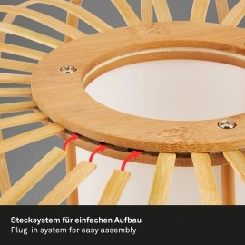 Nokarena griestu lampa 120 cm, 3×E27, max 10W, bambuss koka tonis (Briloner)