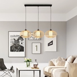 Nokarena griestu lampa 120 cm, 3×E27, max 10W, bambuss koka tonis (Briloner)