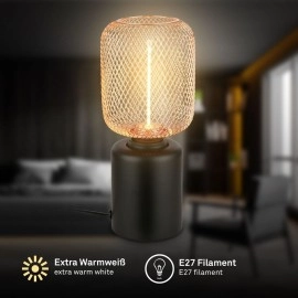 Galda lampa RIST, E27, stiepļu tīkls, rožzeltīta (Briloner)