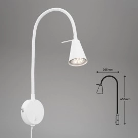 Elastīga sienas lampa, 45 cm, 1×GU10, 5 W, 400 lm, balta (Briloner)
