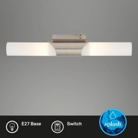 Sienas lampa 43,5 cm, 2×E14, max 2×40W, IP20, matēts niķelis (Briloner)