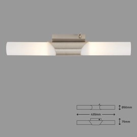 Sienas lampa 43,5 cm, 2×E14, max 2×40W, IP20, matēts niķelis (Briloner)