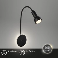 Sienas lampa ar fona apgaismojumu 39 cm, 1×E14 max 10 W, melna (Briloner 2178015)