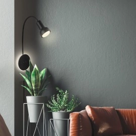 Sienas lampa ar fona apgaismojumu 39 cm, 1×E14 max 10 W, melna (Briloner 2178015)