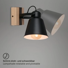 Grozāma sienas lampa TALLE 112×110×210 mm 1xE27 max 40W melna/koks (Briloner)
