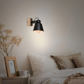 Grozāma sienas lampa TALLE 112×110×210 mm 1xE27 max 40W melna/koks (Briloner)