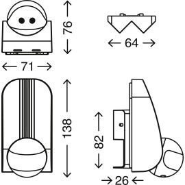 Telefunken kustību sensors, 12m, IP44, 180°, 7min - 306504TF