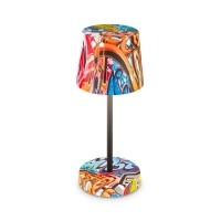 BOJA bezvadu LED galda lampa, IP44, dimmējama, graffiti dizains