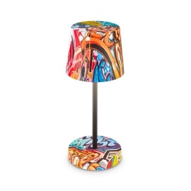 BOJA bezvadu LED galda lampa, IP44, dimmējama, graffiti dizains