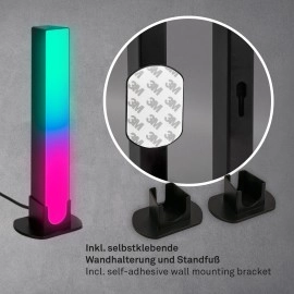Smart LED RGBIC galda lampa, 24 cm, 24W, 400lm, melna