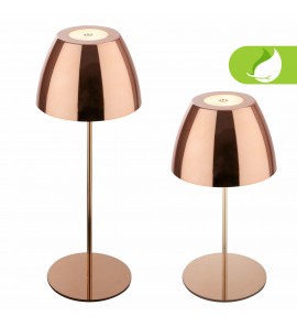 SERINA bezvadu LED galda lampa, IP44, dimmējama, vara krāsā