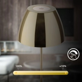 SERINA bezvadu LED galda lampa, IP44, dimmējama, zelta