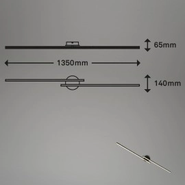 LED griestu lampa Briloner 135 cm, 24 W, 2800 lm, melna