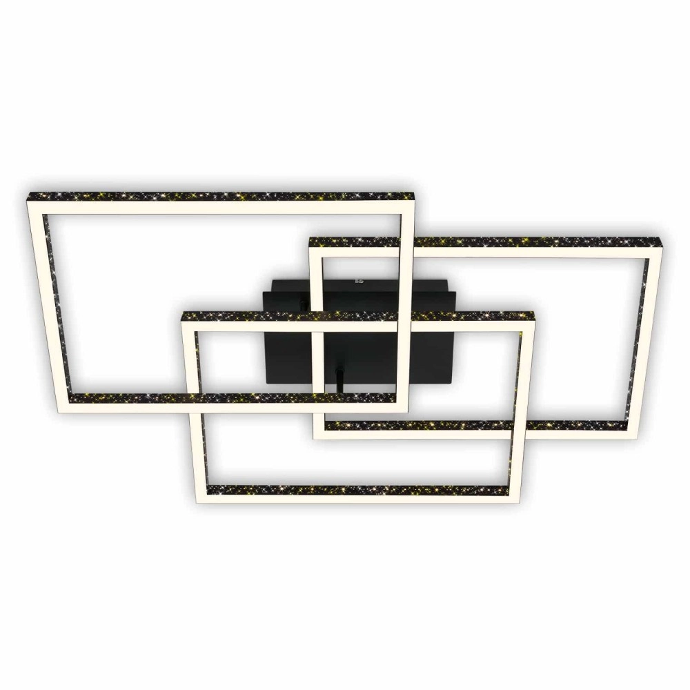 LED griestu lampa Briloner 80×49 cm, 57 W, 6300 lm, melna