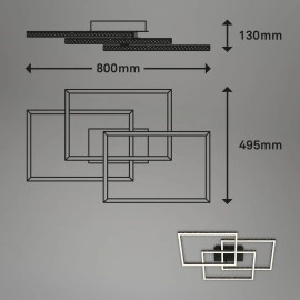 LED griestu lampa Briloner 80×49 cm, 57 W, 6300 lm, melna