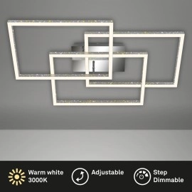 LED griestu lampa Briloner 800×495 mm, 57 W, 6300 lm, alumīnija hromēta