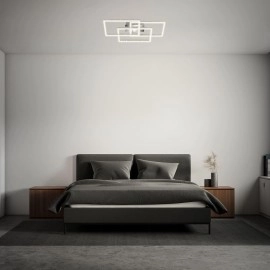 LED griestu lampa Briloner 800×495 mm, 57 W, 6300 lm, alumīnija hromēta