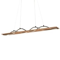 VINKA LED piekarināmā lampa, viļņveida, koka dekors, melna