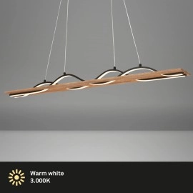 VINKA LED piekarināmā lampa, viļņveida, koka dekors, melna