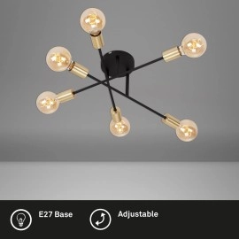 Griestu lampa Briloner Ø55,5 cm, 6x E27, melna