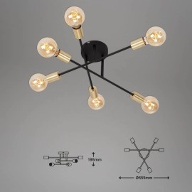 Griestu lampa Briloner Ø55,5 cm, 6x E27, melna