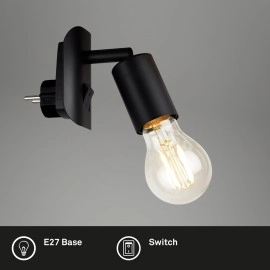 Rozetes gaismeklis 9,5 cm, E27, max 25 W, IP20, melns