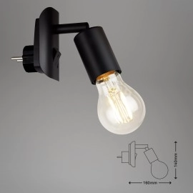 Rozetes gaismeklis 9,5 cm, E27, max 25 W, IP20, melns