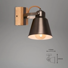 Sienas lampa 21 cm, 1x E27, antīki pelēka
