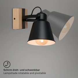 Sienas lampa 21 cm, 1x E27, antīki pelēka