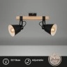Briloner Talle spot lampa, regulējams, koks, 2x E27, melns