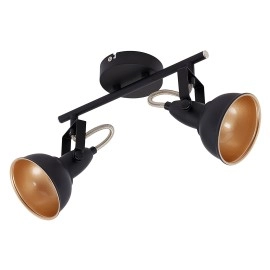 Spot gaismeklis melns ar zeltu, SOFT, 2x E14, max. 40W - 2049-025 - Briloner Prisma