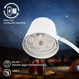 CIELO bezvadu LED stāvlampa, dimmējama, USB-C, balta