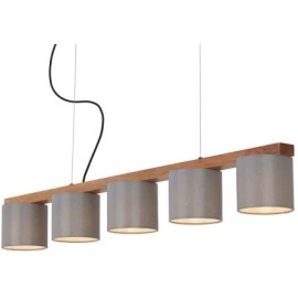 RHON piekaramā lampa pelēka/koka, 5xE14, 110 cm (BRILONER)