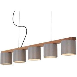 RHON piekaramā lampa pelēka/koka, 5xE14, 110 cm (BRILONER)