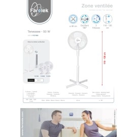 Grīdas ventilators no Francijas - plastmasa - TENESSEE