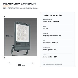 LITIO 2.0 Medium asimetrisks LED prožektors 100–150W 4000K IP66 (Disano 412020-00)