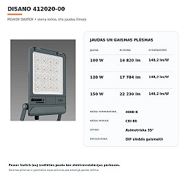 LITIO 2.0 Medium asimetrisks LED prožektors 100–150W 4000K IP66 (Disano 412020-00)